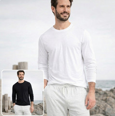 Athletic Works Men’s Long Sleeve Tri Blend Tee White + Black Medium Lot of 4 NEW