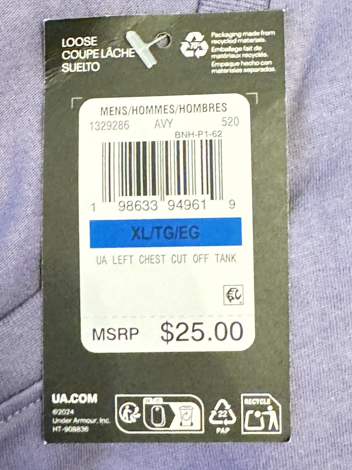 NWT Mens Size 2XL Under Armour Left Chest Cut Off Tank Top Shirt 1329286-520 $25 gallery