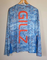GILLZ Fishing Shirt Men’s Medium Blue Graphic Print Moisture Wick Vented