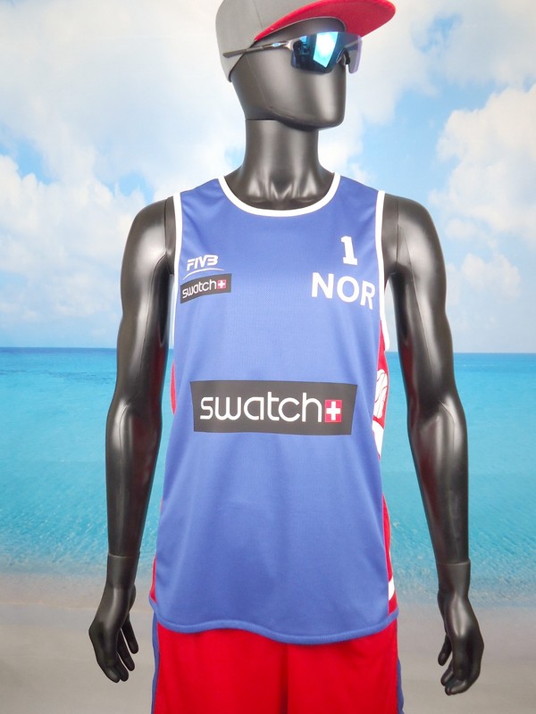 Beach Volleyball Jersey MOL / SORUM Norway Blue/Red Size S, M, L, XL, 2XL New gallery