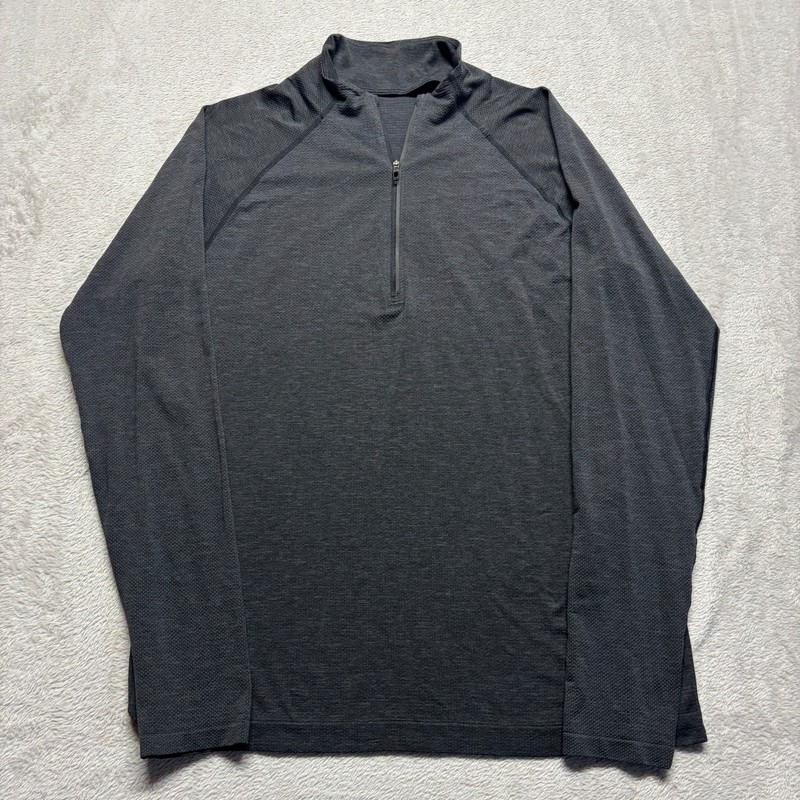 Lululemon Running Shirt Metal Vent Tech Midweight Half Zip Pullover Mens L Gray gallery