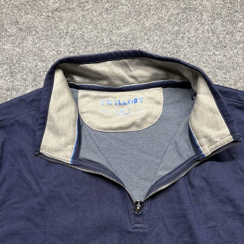 Twillory Performance 1/4 Zip Pullover Mens XL Tailored Fit Blue Stretch gallery