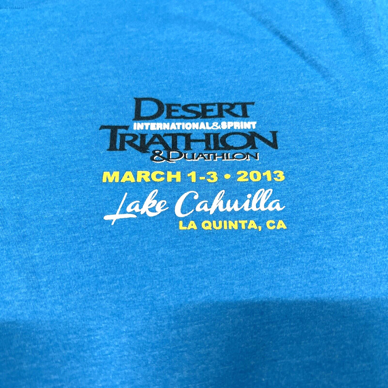 2013 Lake Cahuilla Desert Triathlon Duathlon Men's Medium Pullover T-Shirt Blue gallery