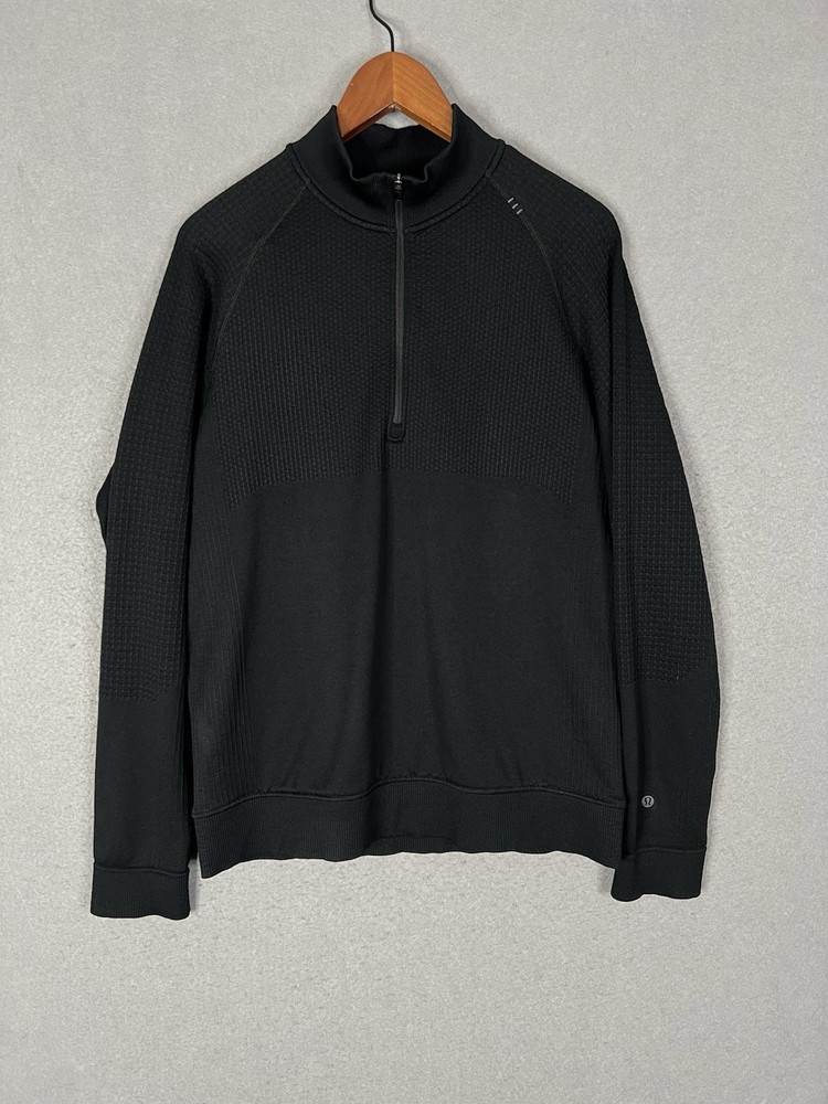 Lululemon Pullover Mens Medium Black Engineered Warmth Half Zip Stretch Gym