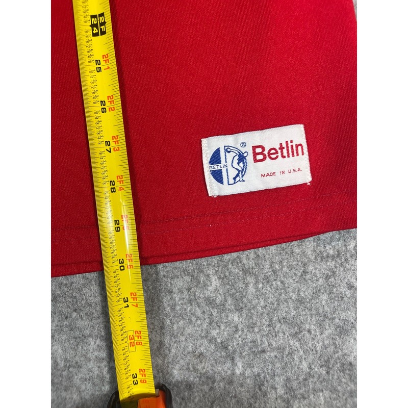 Vintage Firefighters Betlin Polo Shirt Mens Large Red Flame Baseball Sportswear gallery