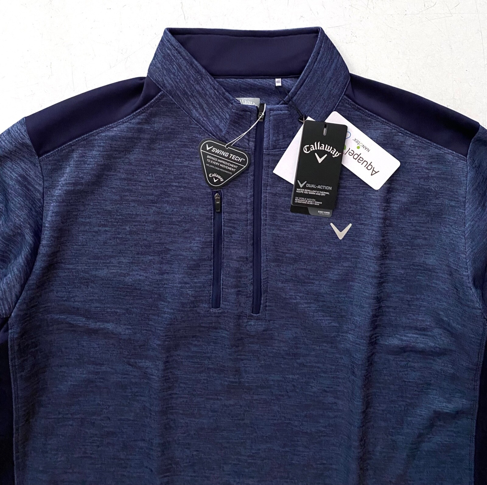 Callaway Nwt Fleece Lined 1/4 Zip Swing Tech Dual-Action Sweater Peacoat 2X gallery