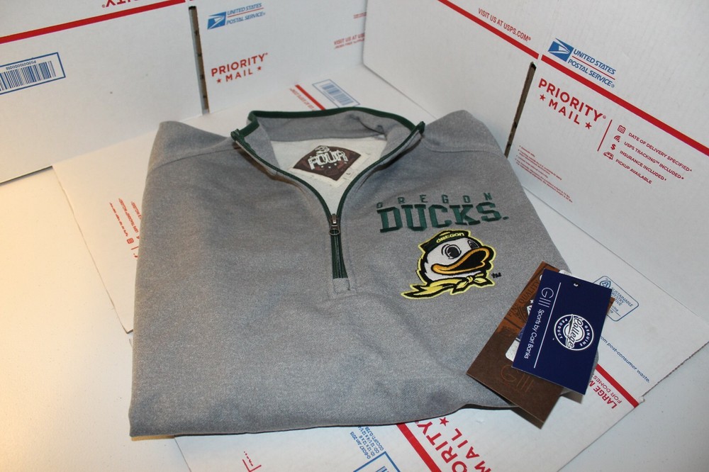 OREGON DUCKS SWEATER MEN'S LARGE 1/4 ZIP TOP EMBROIDERED LOGO [NEW W/TAGS]