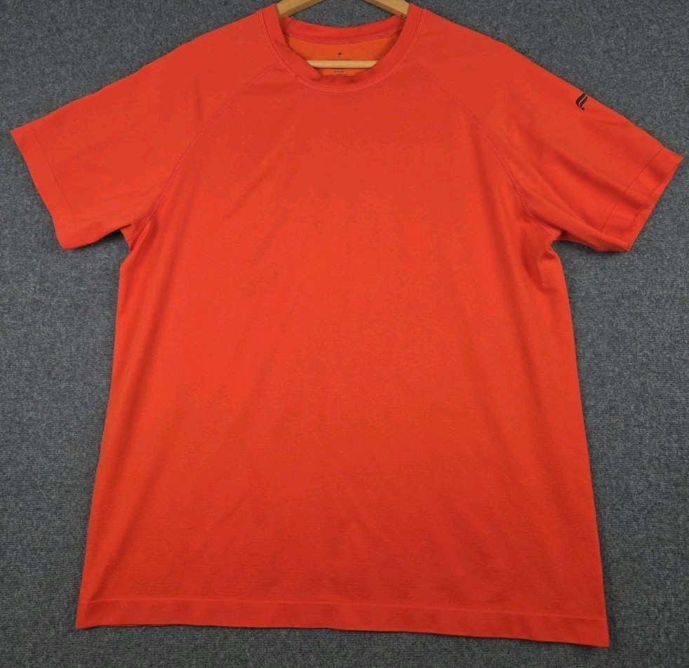 Fabletics Shirt Mens XL Training Day Tee Orange Gym Workout Stretch gallery