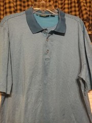 BOBBY JONES Blue With White Stripes Cotton Short Sleeve Polo Sz XL