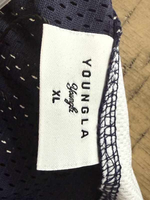 YoungLA "Drippy Skull" mesh jersey in dark blue With white skull graphic gallery