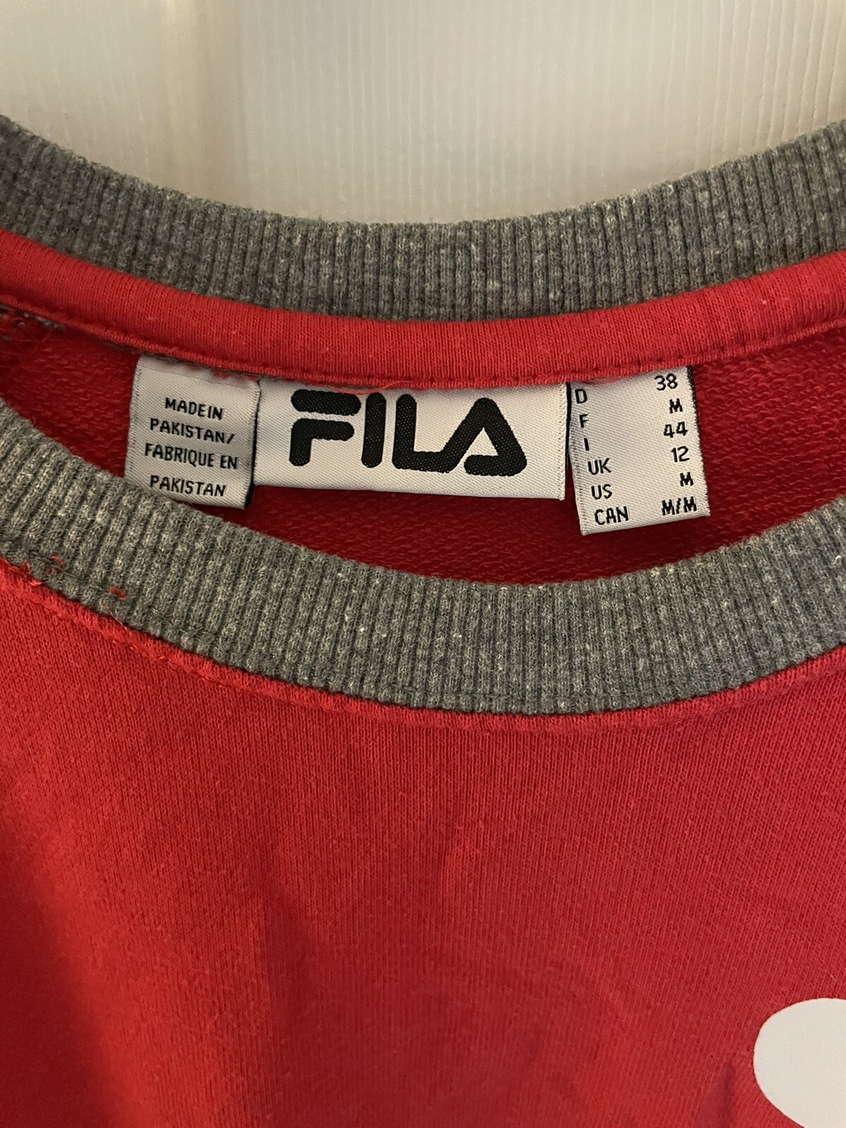 Fila Men's Medium Lightweight Baseball Style Sweatshirt. EUC Red And Gray gallery