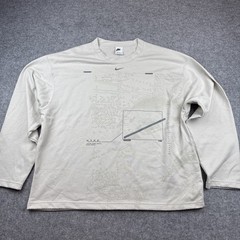 Nike Street Vision Mens Long Sleeve Off White Mesh Top Boxy M Jersey Style