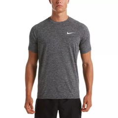 NIKE Swim Men’s Heather Grey Short Sleeve Hydroguard Rash Guard Shirt Medium $40