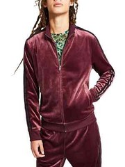 INC INTERNATIONAL CONCEPTS Port Red Velour Zip Up Track Jacket NEW XS
