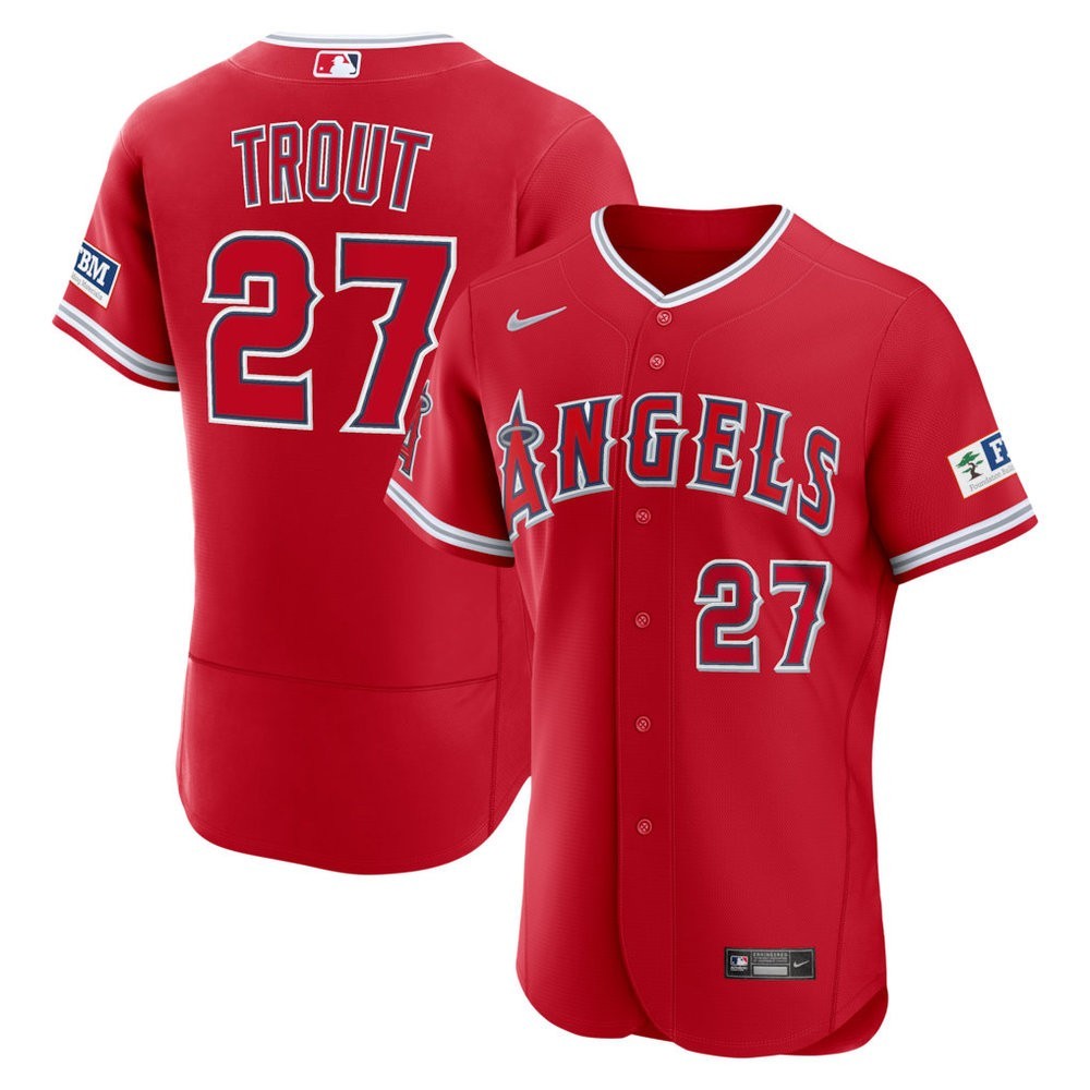 Custom Nike MLB Los Angeles Angels Alternate Elite A.C. Full Stitched Red Jersey gallery