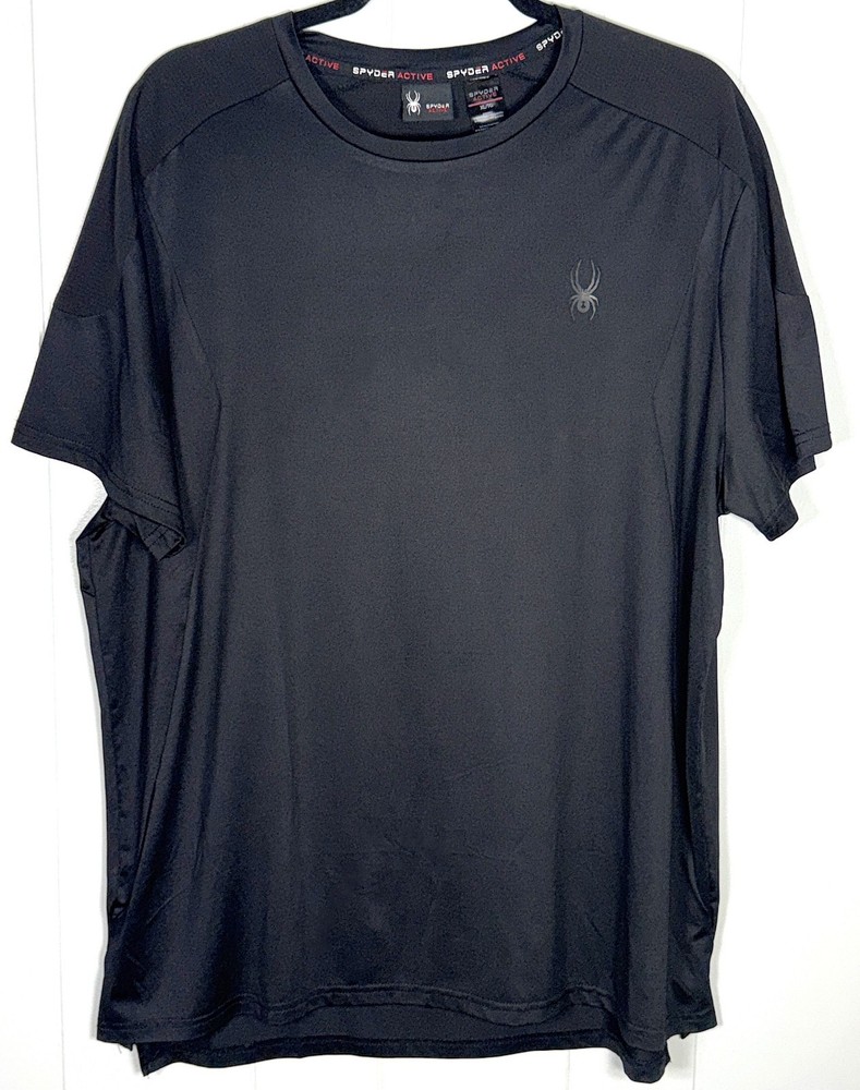 Spyder Active Performance Black Short Sleeve Stretch Pullover Crew T-Shirt XL