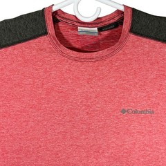 Columbia Omni-Wick Mens Small Red Heather Charcoal Grey Colorblock T-Shirt Small