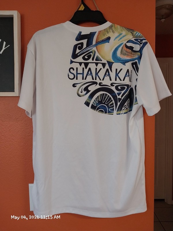 Shaka Kai Maui Tat 2 Athletic 100% Moisture Wick Polyester 1 Wht 1 Blue Mens M gallery