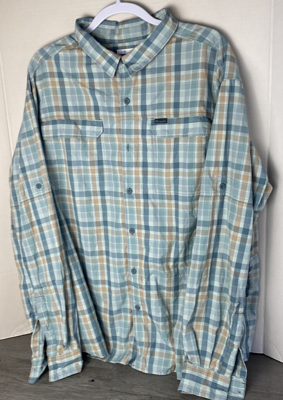 Columbia Omni Shade Silver Ridge Lite Vented Fishing Shirt Strips Mens Size 2XL gallery