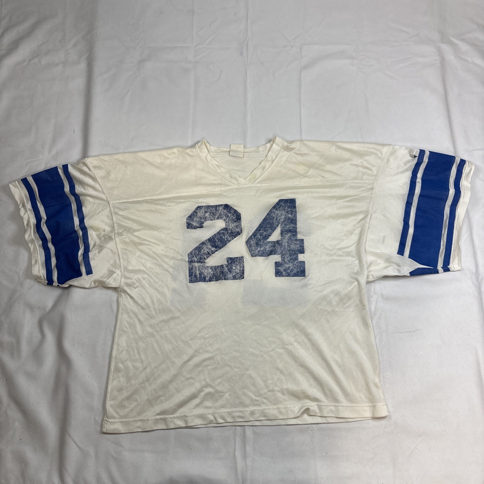 Vintage Optiwear Large High School Football Jersey Blue White #24 gallery
