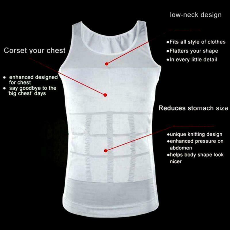 Men's Compression Shirt Slimming Body Shaper Vest Workout Tops Abs Abdomen Tank gallery