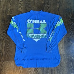 Vtg 80s 90s O’Neal Kawasaki Motocross Jersey XL Blue Green USA Racing MX Moto