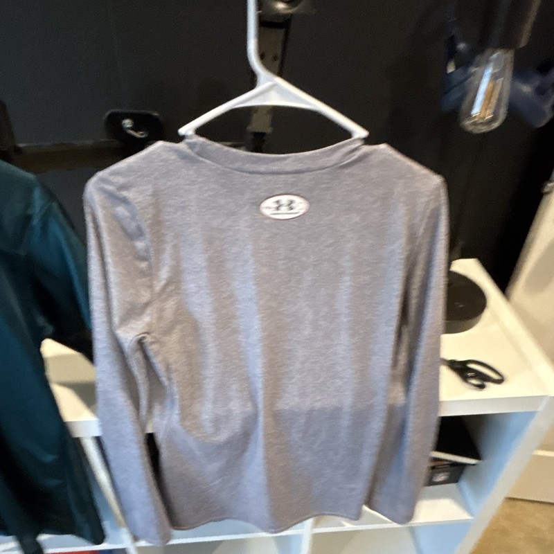 Under Armour Fitted Teen Gray Long Sleeve Stretch Crew Neck Pullover T-Shirt YXL gallery