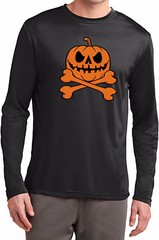 Mens Competitor Tee Halloween Pumpkin Skeleton Long Sleeve T-Shirt