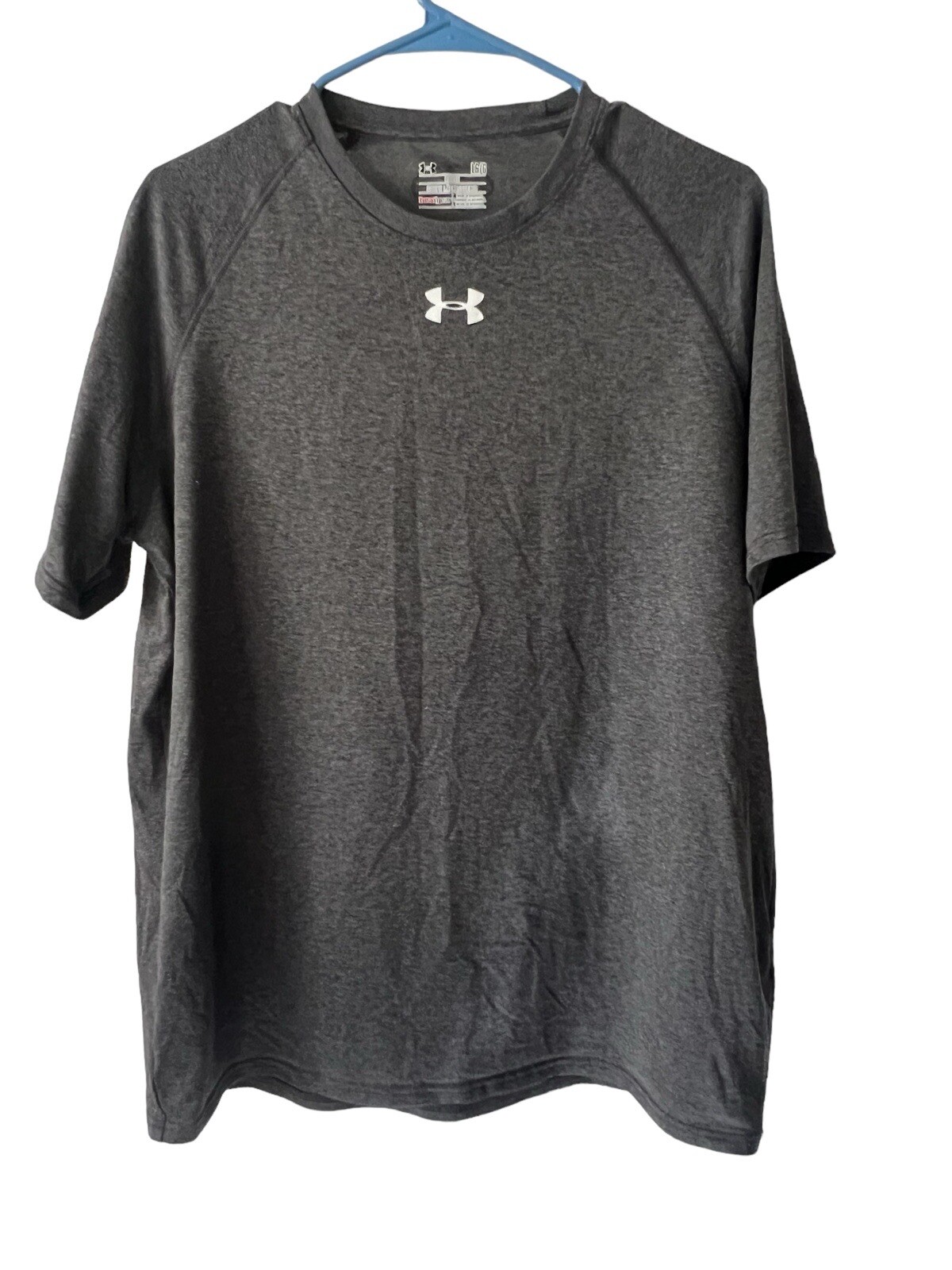 Under armor men’s Loose Coupe Heat Gear LG/G Dark gray short sleeve logo T-shirt gallery