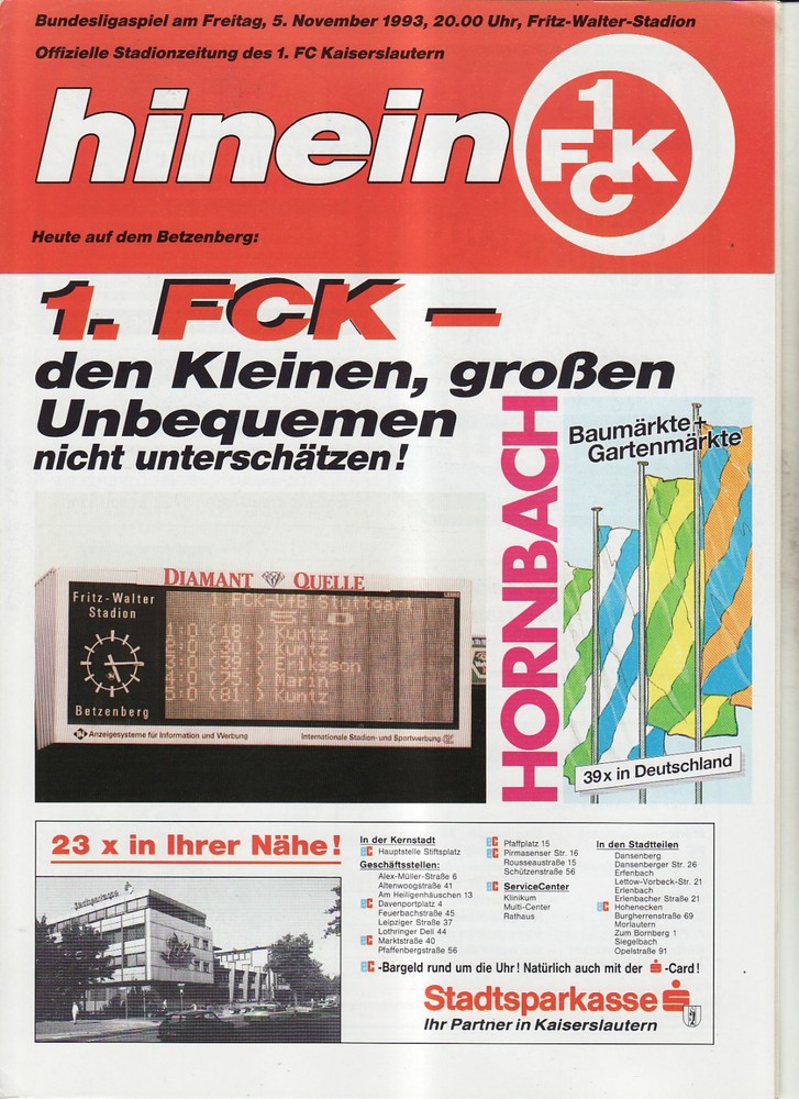 Bl 93/94 1. Fc Kaiserslautern - Sg Wattenscheid 09, 05.11.1993