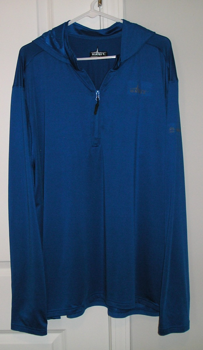 HABIT (LS) QUARTER ZIP MEN (2XL) POLYESTER/SPANDEX BLUE HOODIE STRETCH PULLOVER gallery