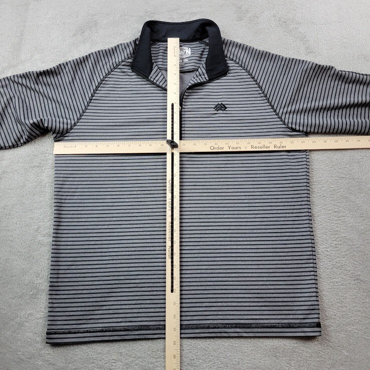 Straight Down Quarter Zip Pullover Mens Medium 1/4 Gray Stripes Performance Golf gallery