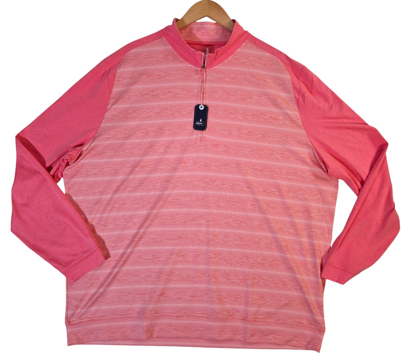 NWT Johnnie-O Bert 1/4 Zip Pullover Men's XL Pink Performance Golf MSRP $128 gallery