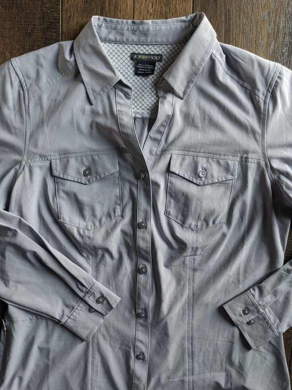 ExOfficio Mens Medium (48 in Chest) Gray Vented Back Roll-Tab Sleeve Button Down gallery