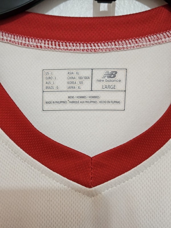 New Balance Team Issue Men's L White/Red/Blue Mesh V-Neck Baseball Jersey gallery