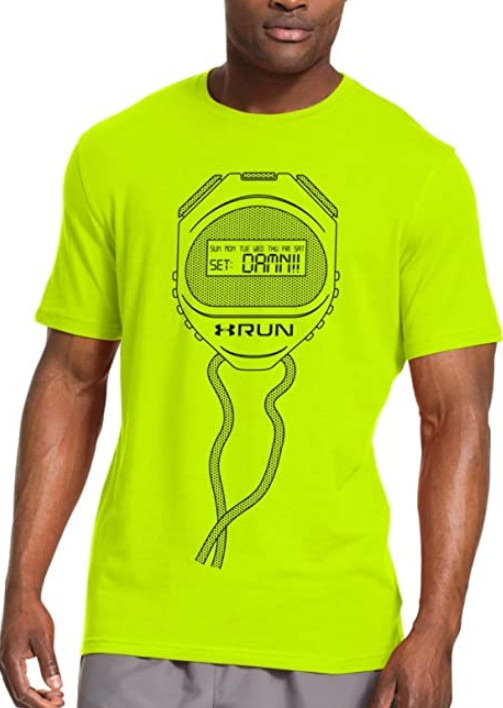 Under Armour L48358 Men's Fitted Neon Yellow Stopwatch T-Shirt Size Medium gallery