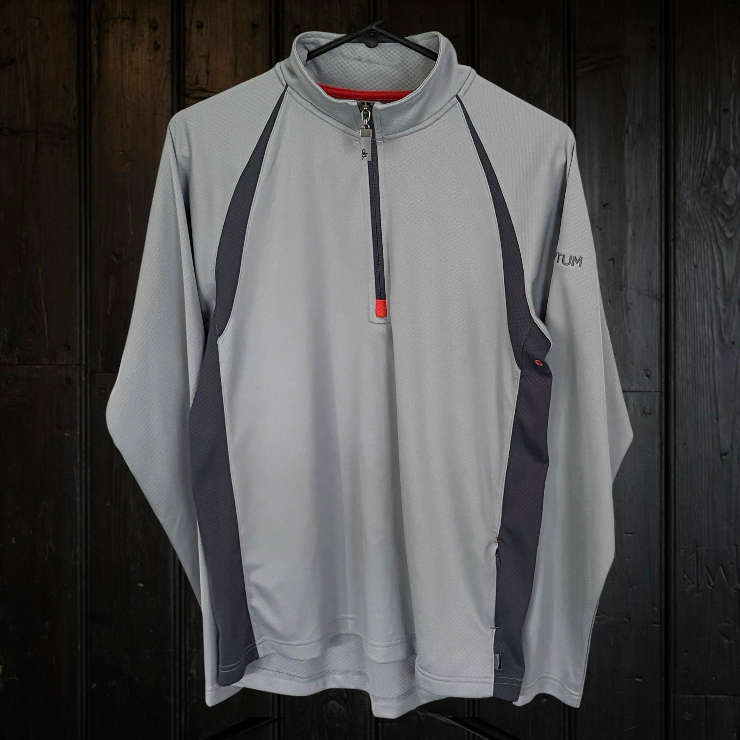 Alo Yoga Mens Small 1/4 Zip Performance Pullover CoolFit Vintage 2011 Gray Optum gallery