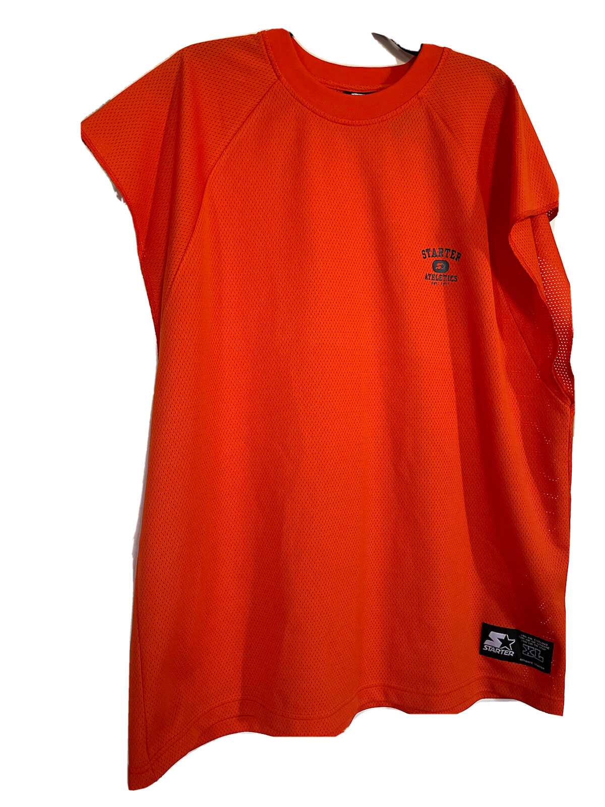 Vtg Starter Athletics Tank Top Mens XL Jersey Mesh Sleeveless Shirt Orange 90s gallery