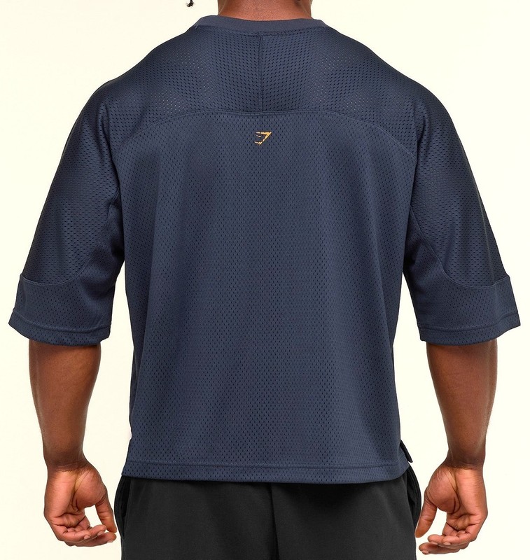GYMSHARK 'Mesh Oversized Graphic Football Jersey' Men's T-Shirt Blue S ***NWT*** gallery