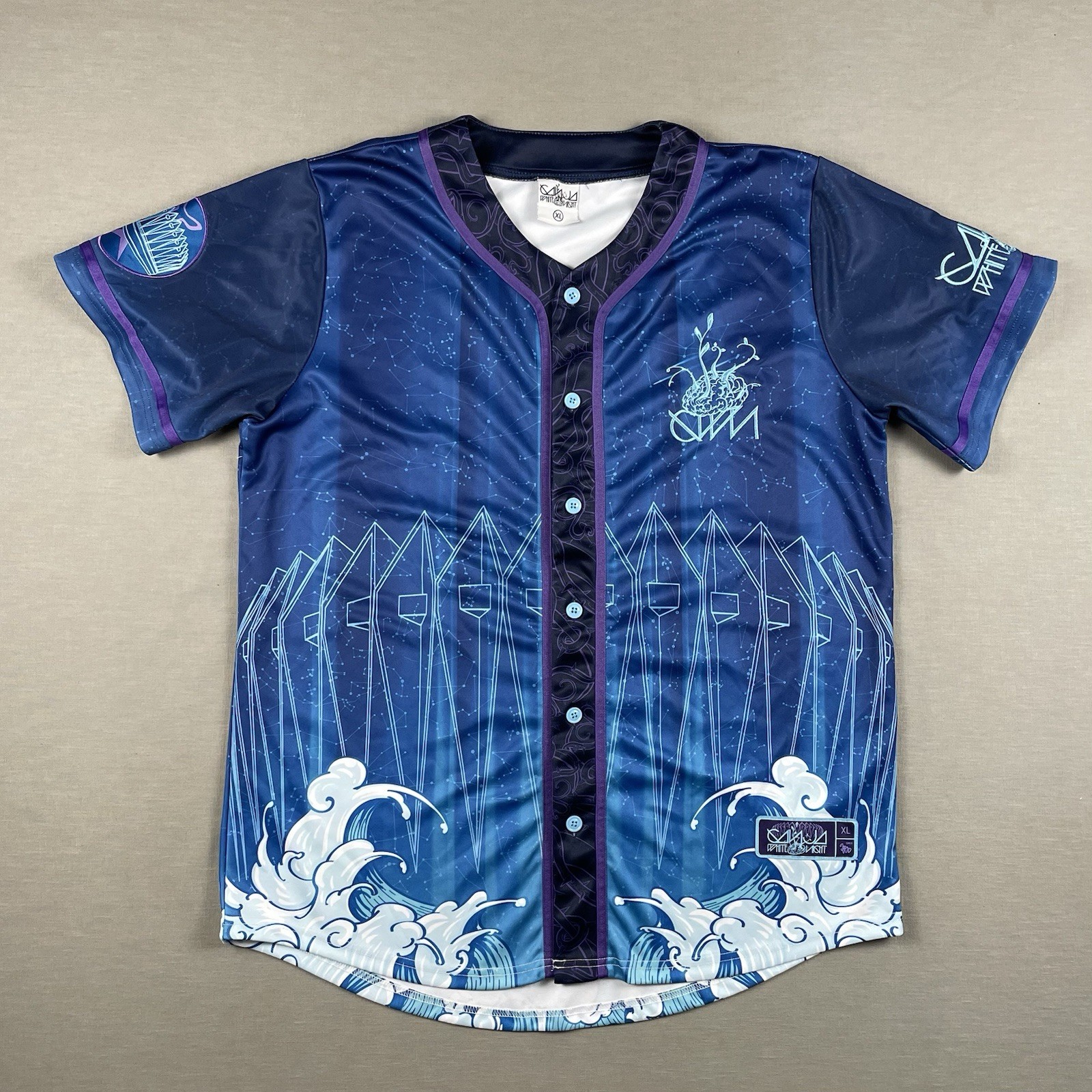 RARE Ganja White Night Wobble Coliseum Baseball Jersey Men’s Size XL Blue 2022 gallery