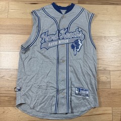 VTG Hard Knocks Authentics Baseball Jersey Mens Large Cotton Button Grey