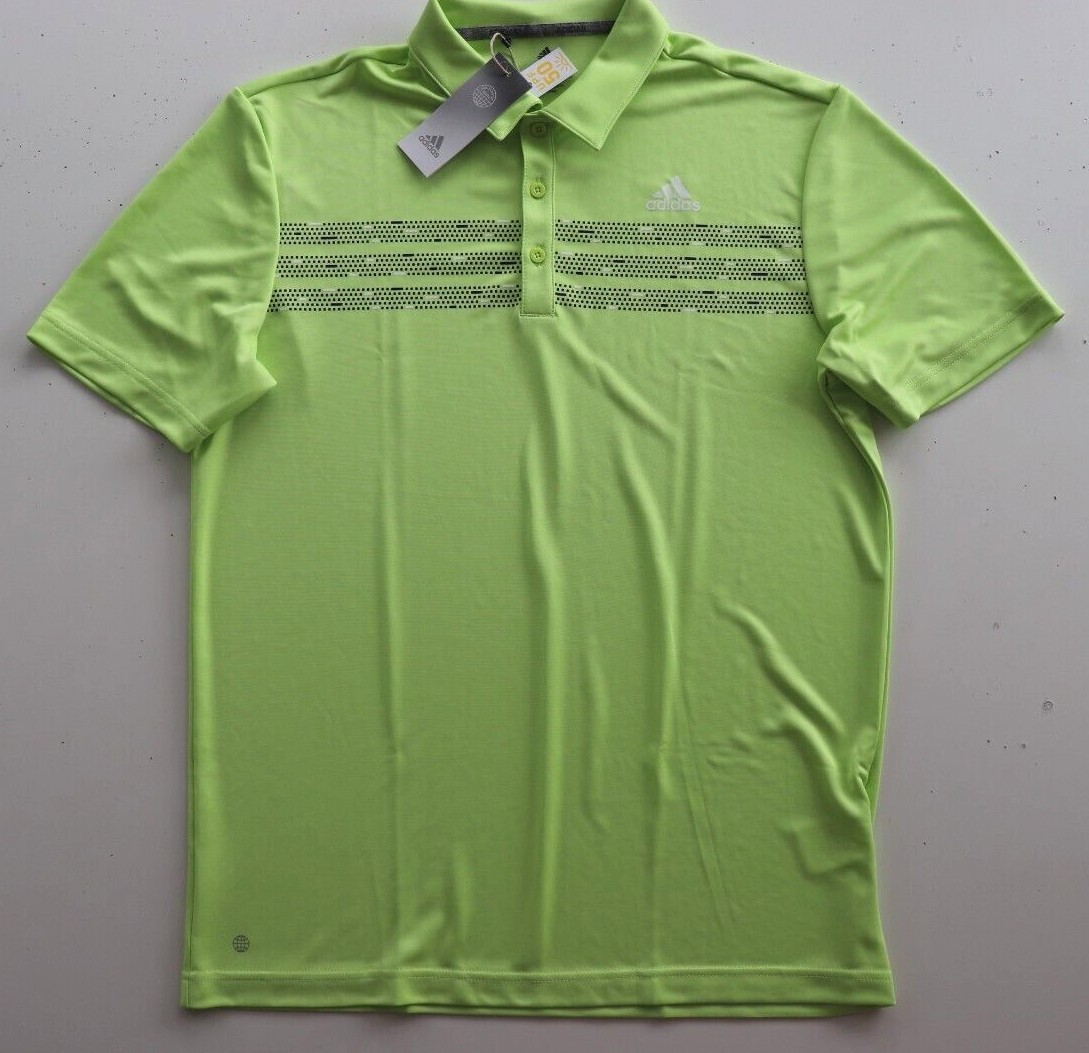ADIDAS CHEST PRINT GOLF SHORT SLEEVE POLO SHIRT TOP - PULSE LIME H56770 MEN M gallery