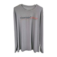 Vineyard Vines Performance Long Sleeve T-Shirt Gray Whale Logo Men’s Size Large