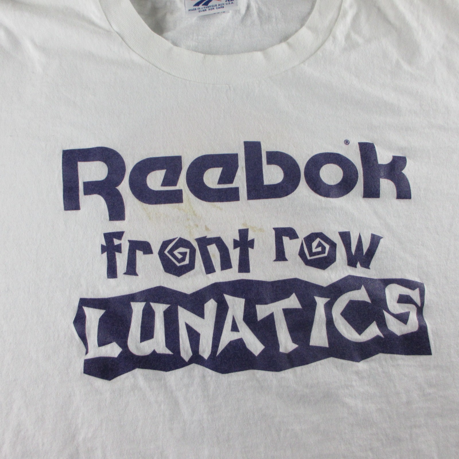 VINTAGE Reebok Shirt Mens XL White Front Row Lunatics Basketball Graphic 90s gallery