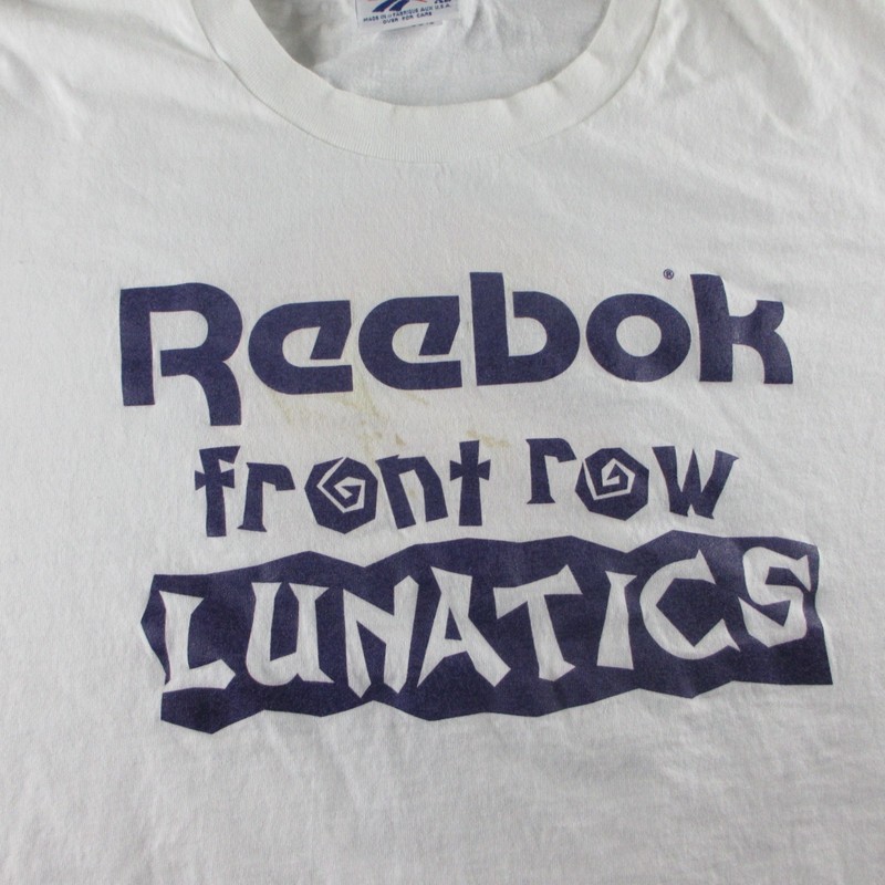 VINTAGE Reebok Shirt Mens XL White Front Row Lunatics Basketball Graphic 90s gallery