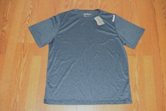 NWT Mens REEBOK Heathered Navy Blue Play Dry Short Sleeve Athletic Shirt M