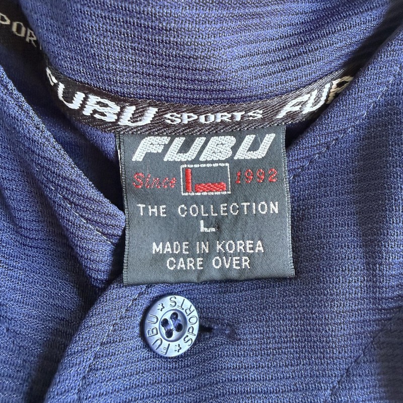 FUBU Shirt Mens Large Blue Baseball Jersey The Collection League 05 Embroidered gallery