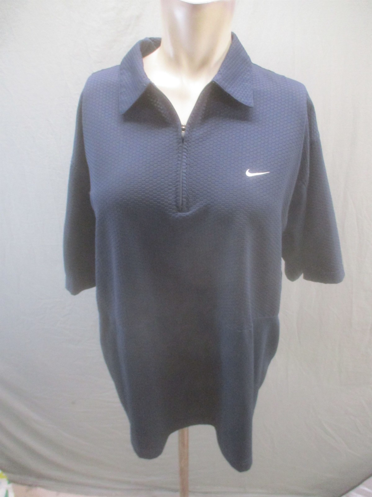 Nike Sphere Size M Mens Blue 1/4 Zip Collared Short Sleeve Athletic Polo 871 gallery