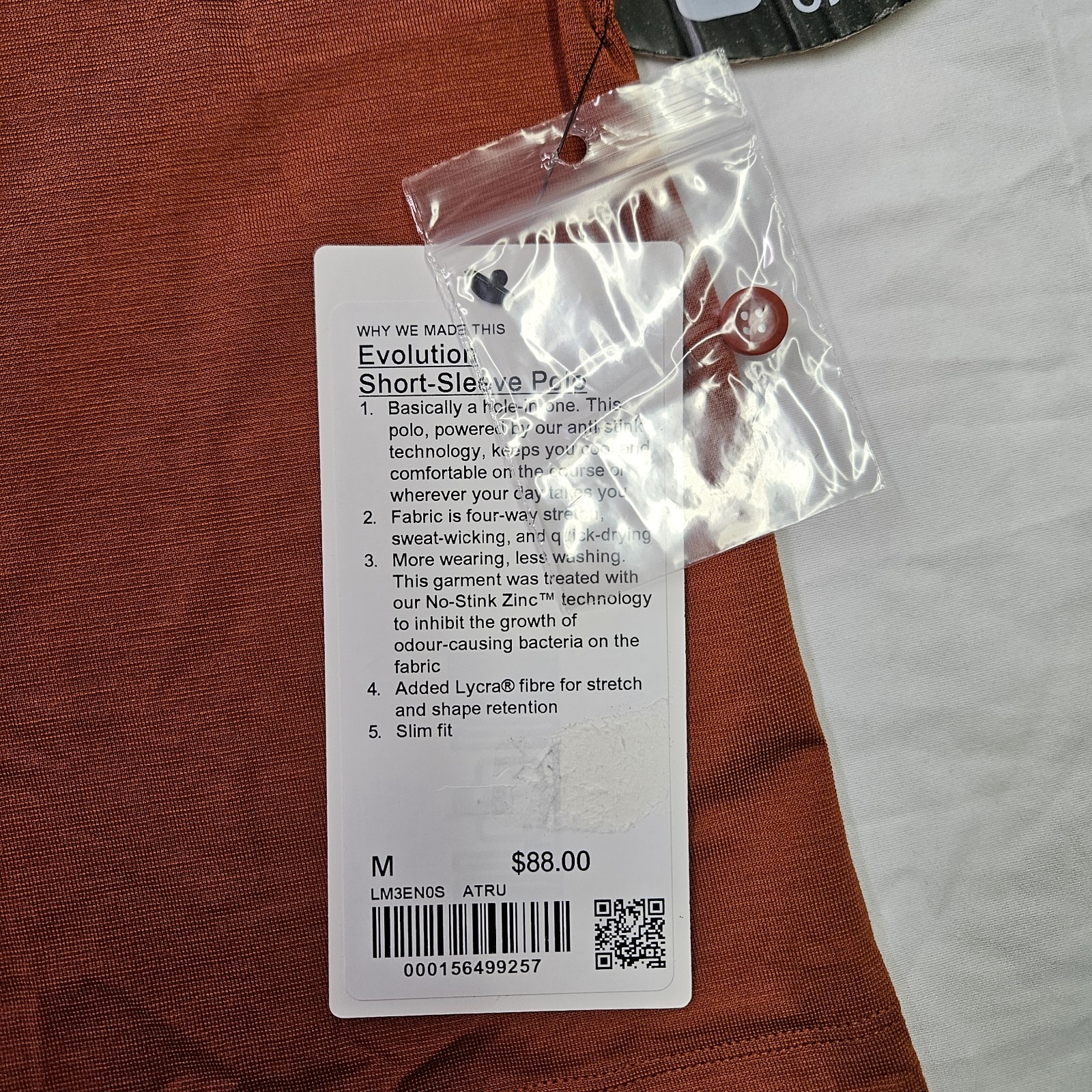 Lululemon Evolution Short Sleeve Polo ATRU Autumn Rust Men's Size Medium gallery