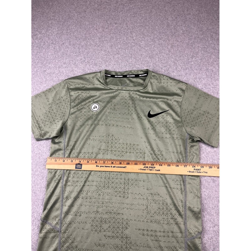Nike Running Shirt Mens Medium Green EA Sports Dri-Fit Geometric Graphic Tee gallery